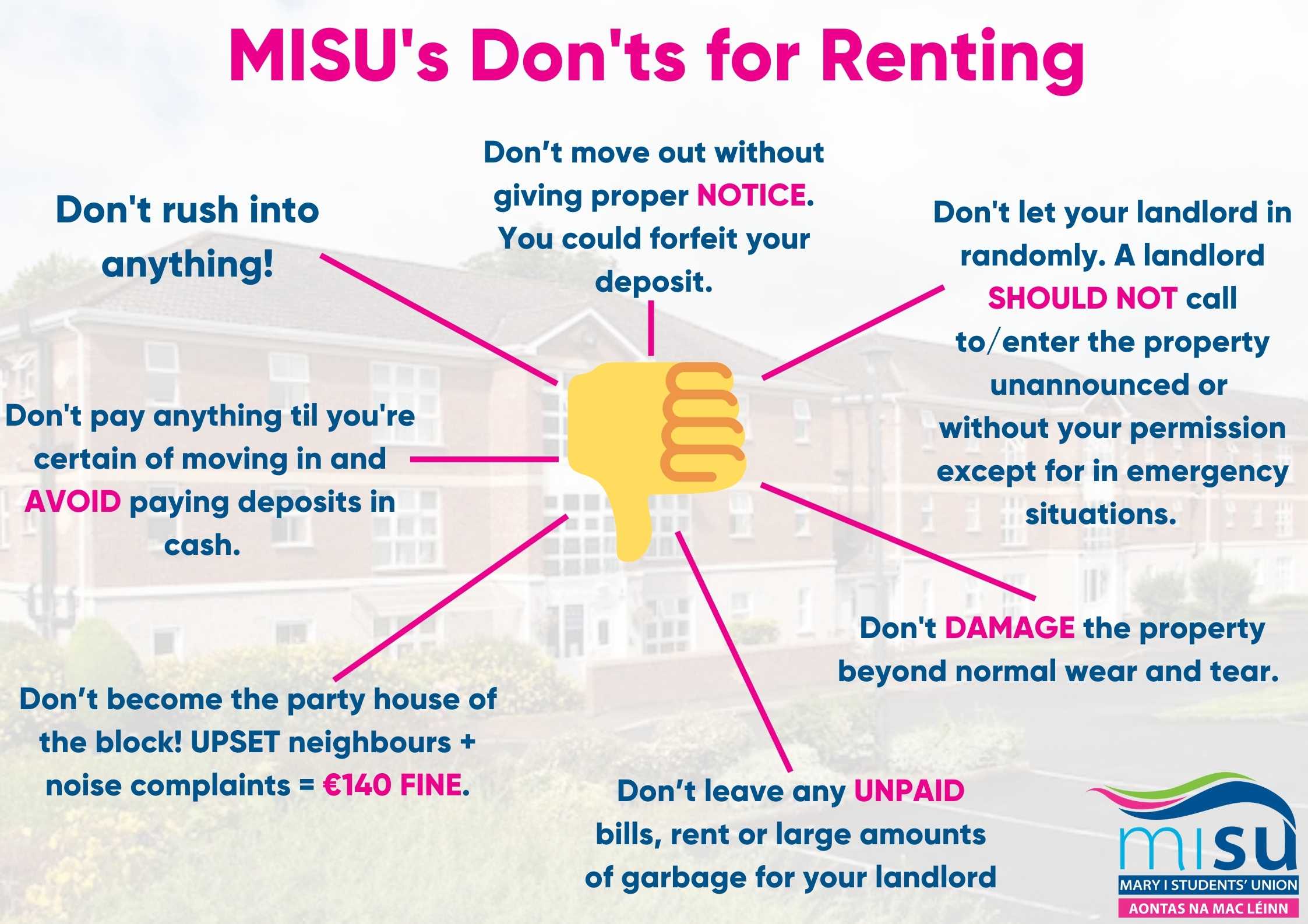 MISUs Donts for Renting