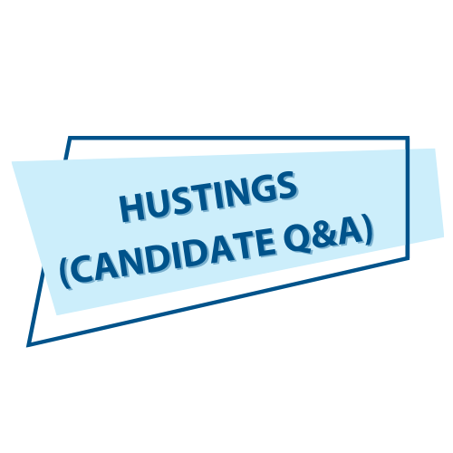HUSTINGS BUTTON
