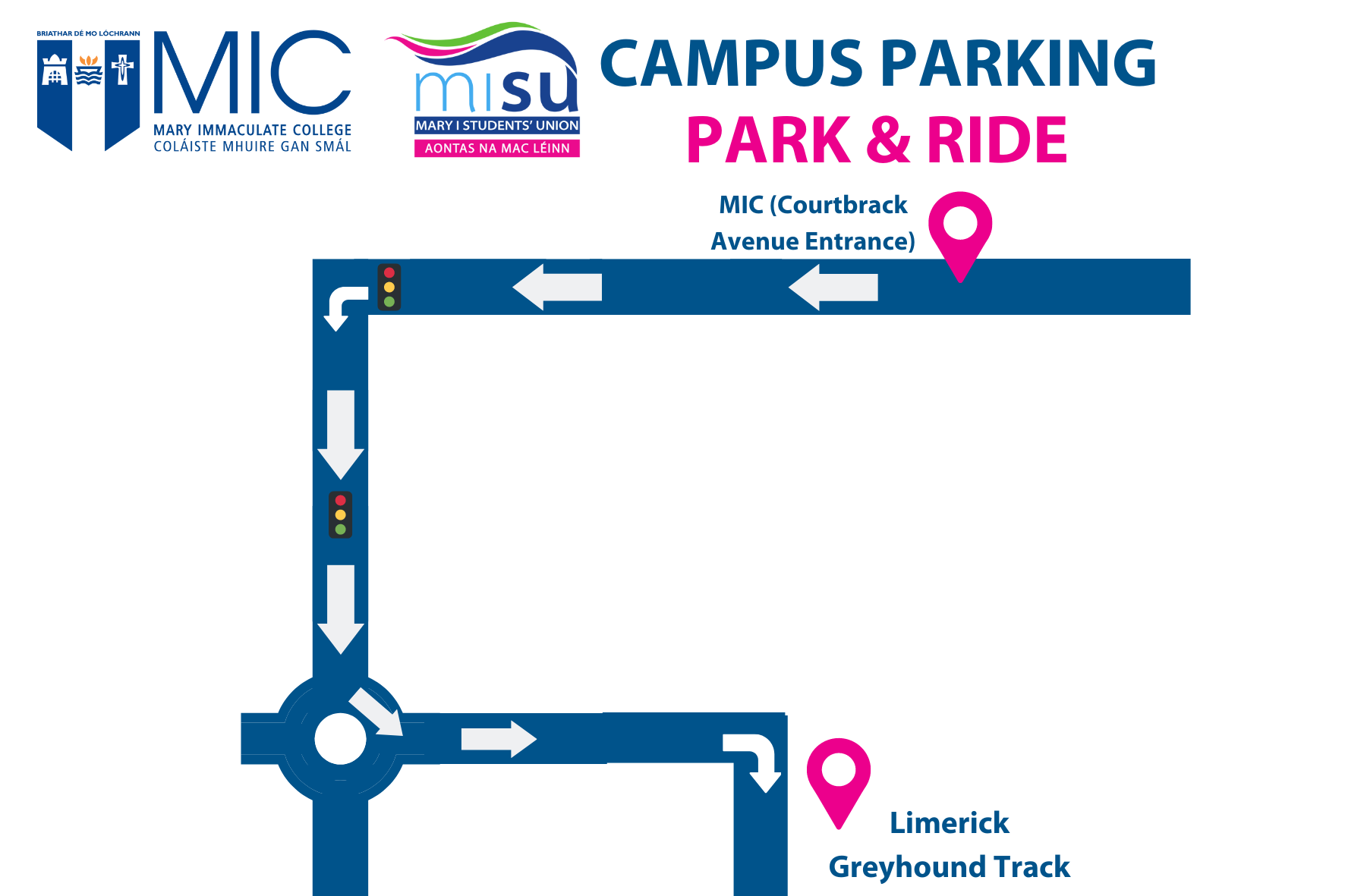 MIC Screens Campus Parking   Park Ride Graphic Map